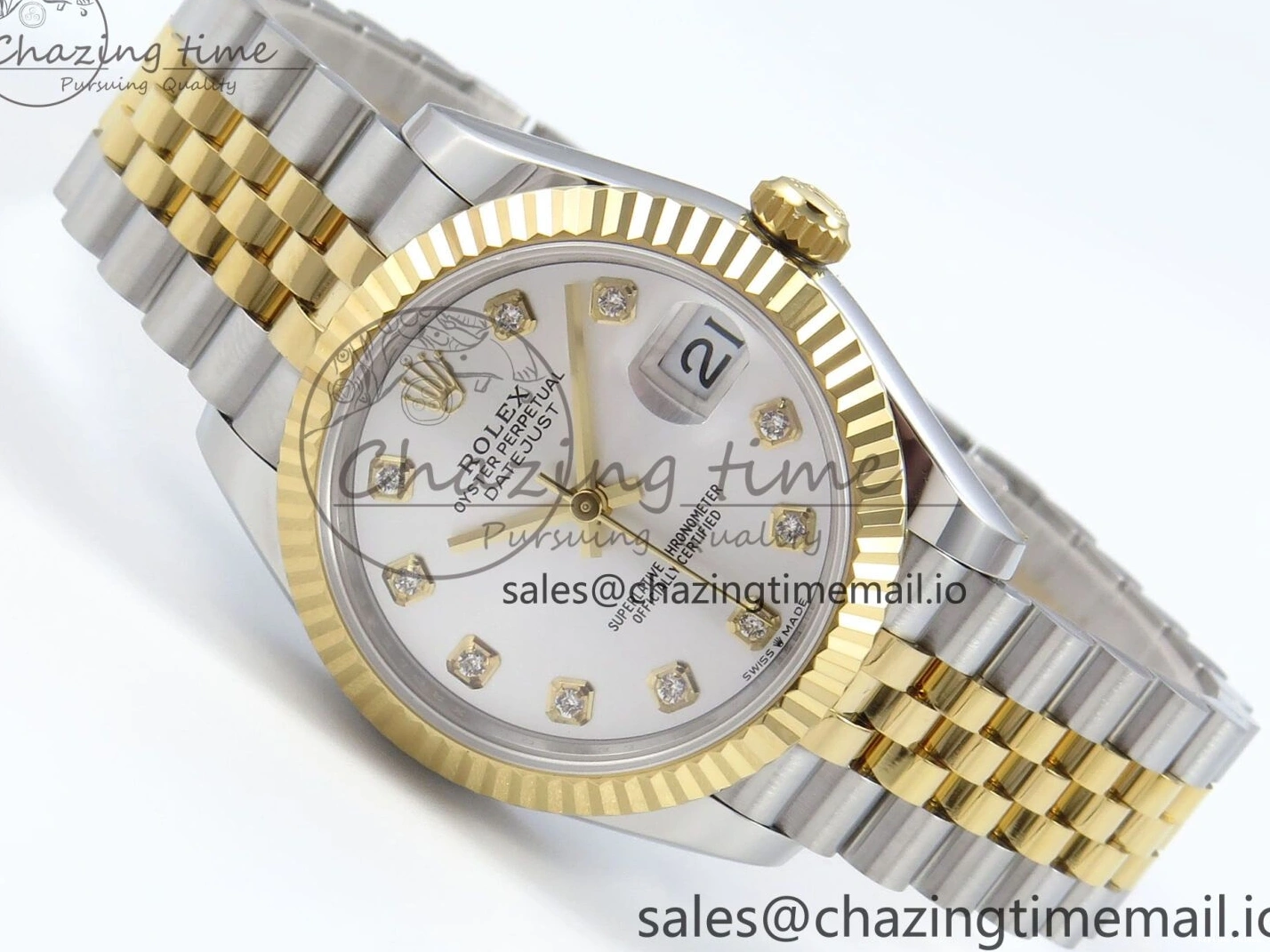 0214 DateJust 31 278273 ARF 1:1 Best Edition 904L Steel Silver Diamonds Dial on SS YG Jubilee Bracelet ETA TechFriendly 571